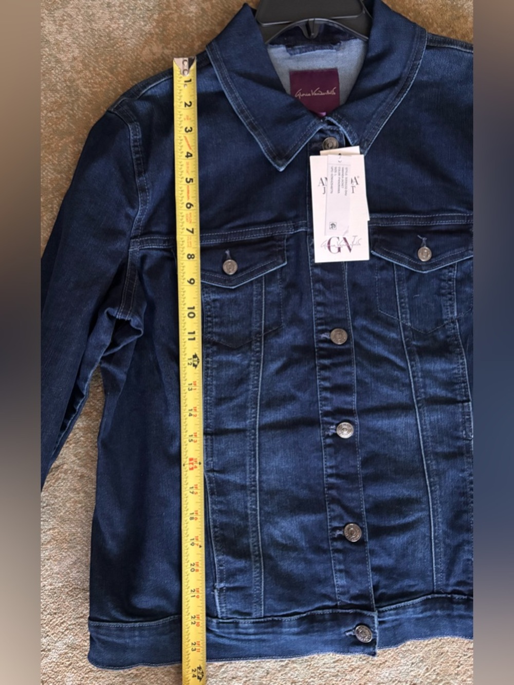 Gloria Vanderbilt Amanda Denim Jacket Dark Wash L NWT Classic Stretch - Picture 11 of 12